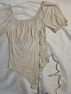 Light Beige Ruched Bodysuit Made With Love
